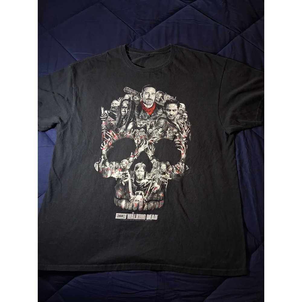 AMC The Walking Dead Mens Skull Character Collage Graphic T-Shirt Black XL